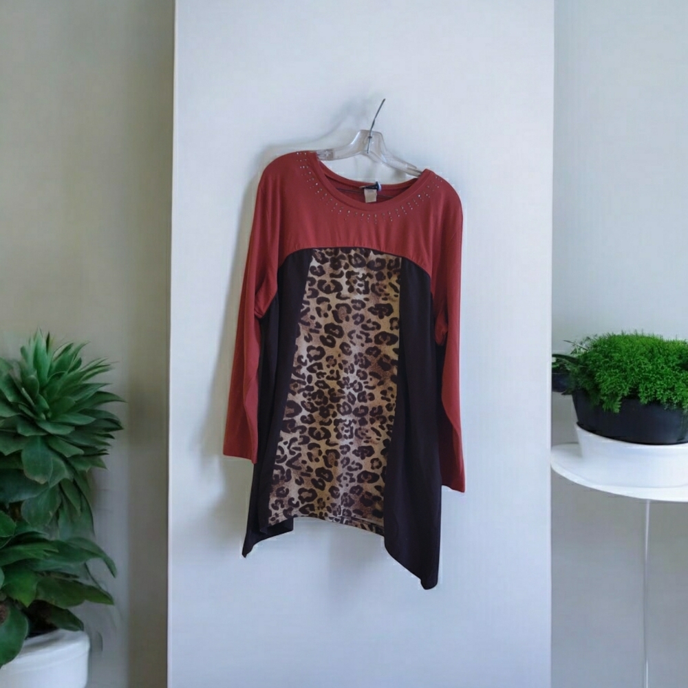 Leopard print fall tunic 2x top